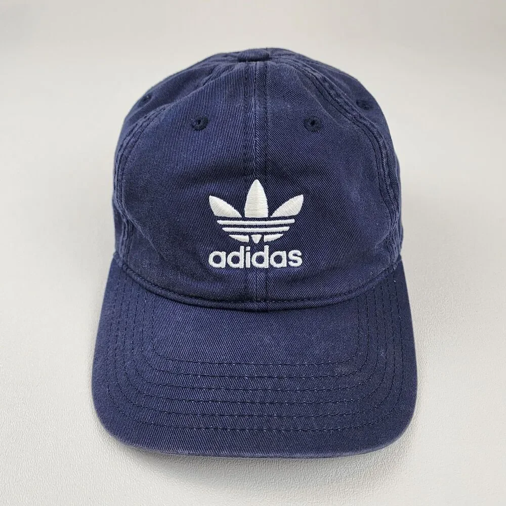 Adidas Originals Trefoil Dad Hat Navy Blue Strapback Cotton Baseball Cap